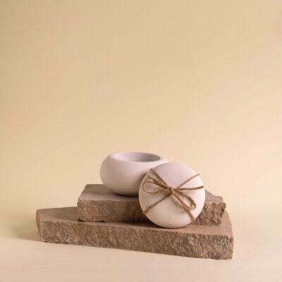 Κεραμική μπιζουτιέρα - macaron σε χρώμα εκρού - Image 1