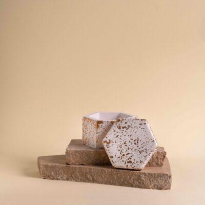 Κεραμική μπιζουτιέρα λευκή με χρυσό - Image 2