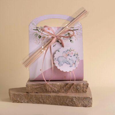 Μπομπονιέρα βάπτισης αρωματικό χώρου με θέμα το ροζ ελεφαντάκι. - Image 1