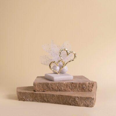 Μπομπονιέρα με θέμα χρυσές καρδίες - Image 1